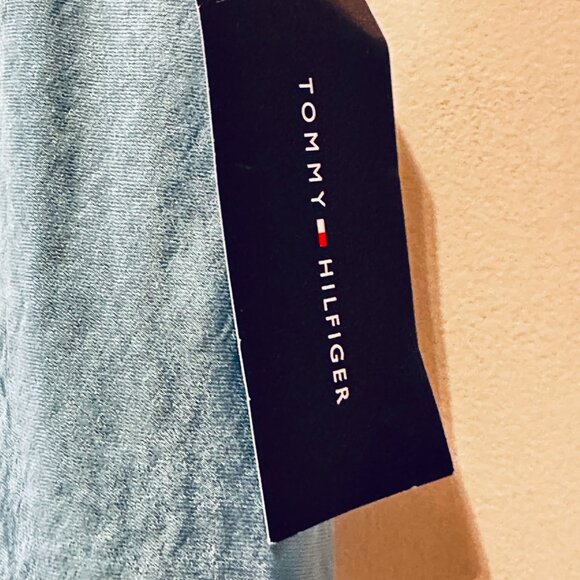 LOVE STORY Tommy Hilfiger Silk Bias Flared Maxi Skirt Light Blue - Picture 2 of 4